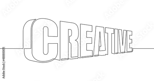 Animation of an image drawn with a continuous line. 3d creative word typography. Abstract horizontal isometric concept.