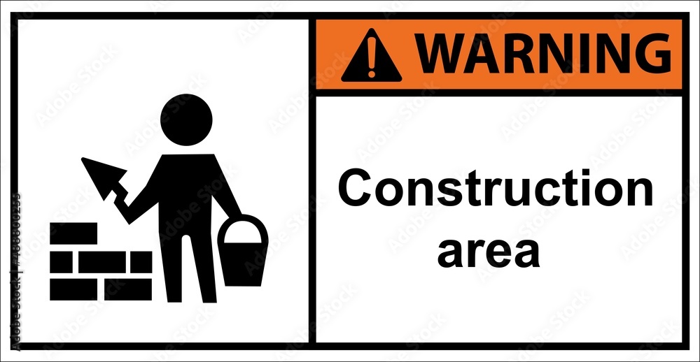 Warning sign for masonry construction.sign warning Warning sign for masonry construction.sign warning