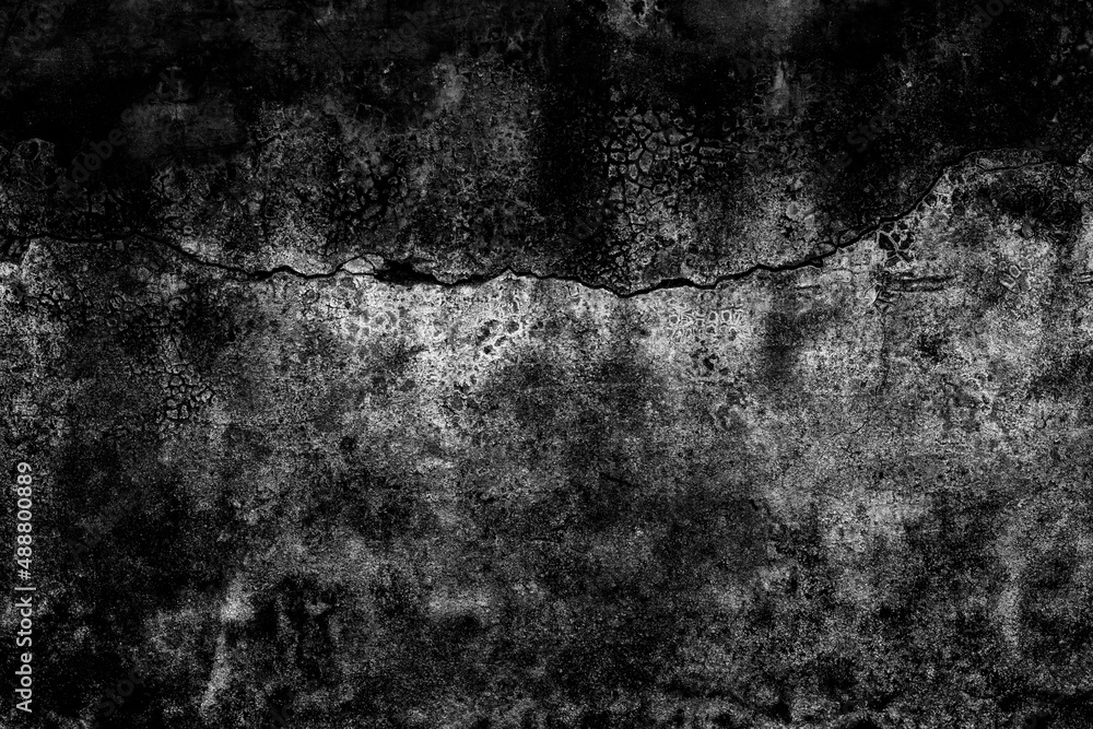 Obraz premium Broken old concrete wall surface with dark grunge texture for background