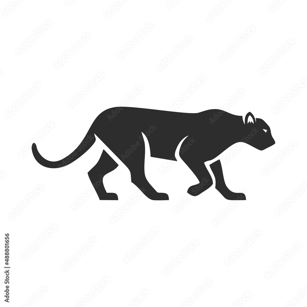 Panther silhouette logo icon. Puma Wild cat Jaguar vector illustration vector de Stock | Stock