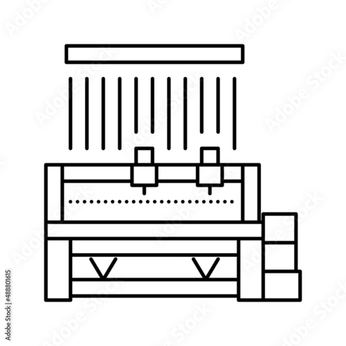 silk production machine line icon vector illustration