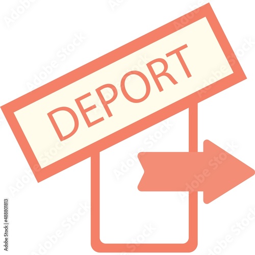 Deport stamp and door exit icon flat vector
