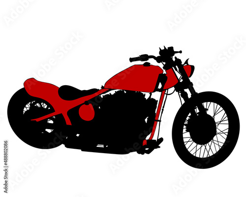Retro bike on street. Isolated silhouette on a white background