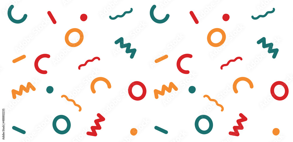 seamless pattern with confetti and sign