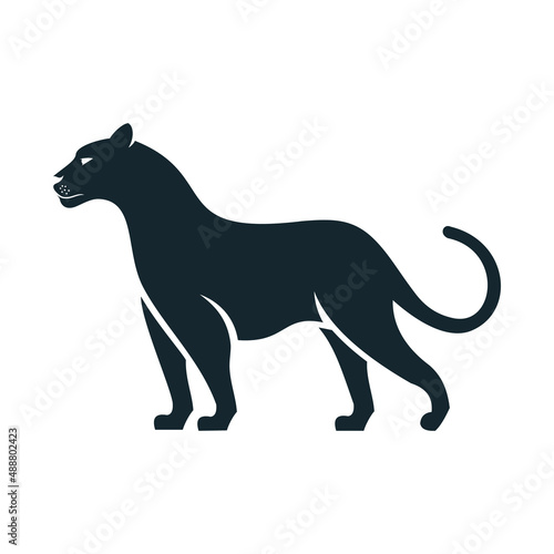 Panther silhouette logo icon. Puma sign. Wild cat Jaguar vector