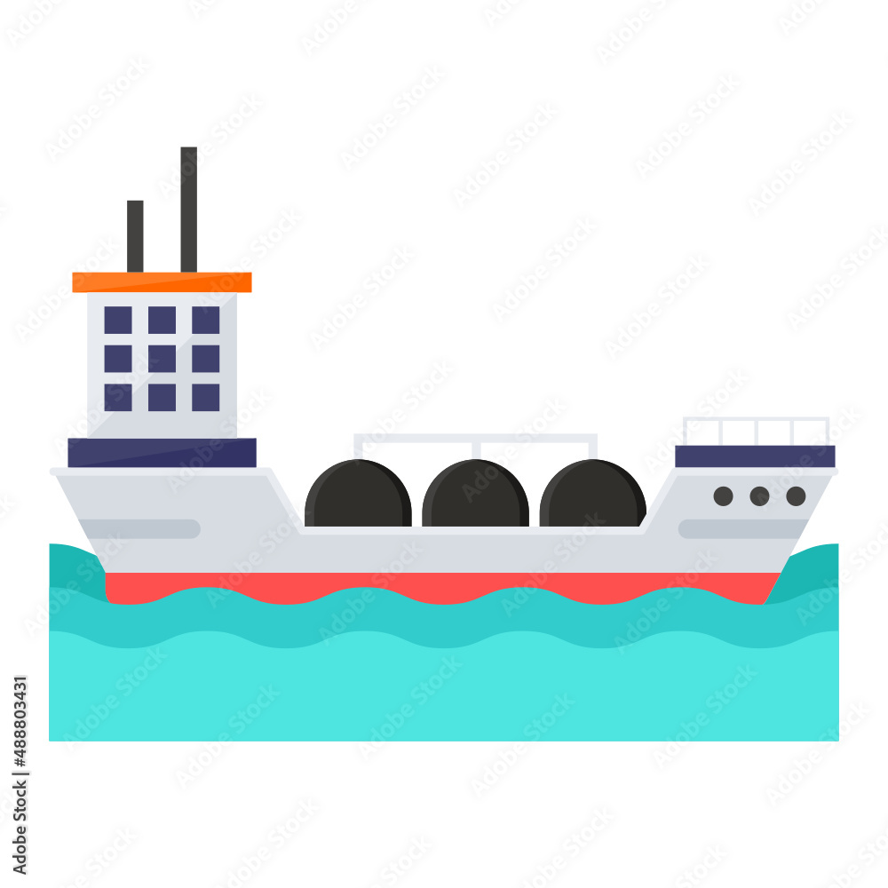 Oil Tanker Ship Sails Across the Ocean Concept, Very Large Crude Carrier Vector Icon Design, Oil and Gas industry Symbol, Petroleum  and gasoline Sign, Service and supply stock illustration