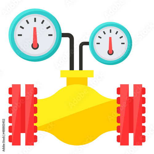 Pressure Regulating Valves Concept, gaseous flow or special Valve with gauges Vector Icon Design, Oil and Gas industry Symbol, Petroleum  and gasoline Sign, Service and supply stock illustration