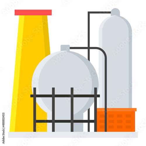 Petroleum refining processes Concept, Refinery Flow Plant Vector Icon Design, Oil and Gas industry Symbol, fuel and gasoline Sign, Service and supply stock illustration