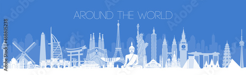 silhouette design of landmarks around the world,vector illustration