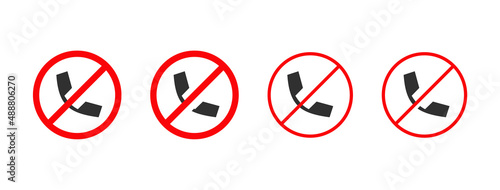 No phone sign . Forbidden Call Icon . no calling signs . ban stop call sign
