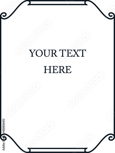 Vector border frame. Background or book page. Simple rectangular billboard, poster, plaque, signboard, sticker, or label 
