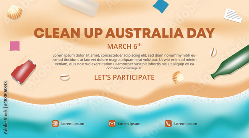 Clean up Australia day banner design with a dirty beach situation