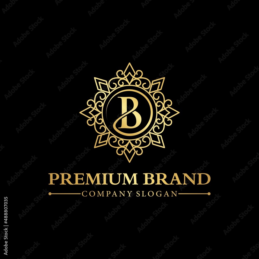 Fototapeta premium Initial letter b luxury logo design premium brand vector