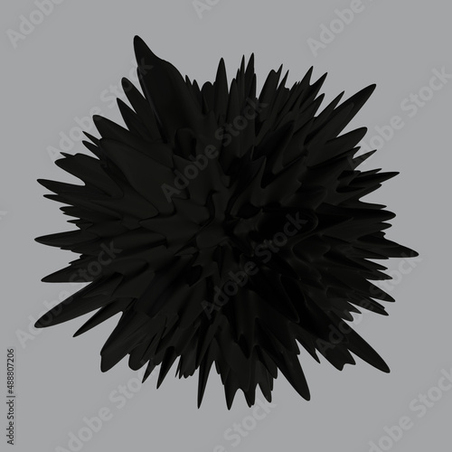 Abstract 3D render - deformed black figure isolated on a grey background