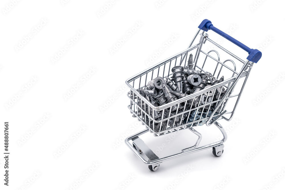 Shopping chart or supermarket trolley with zinc self drilling drywall anchors Shopping chart or supermarket trolley with zinc self drilling drywall anchors