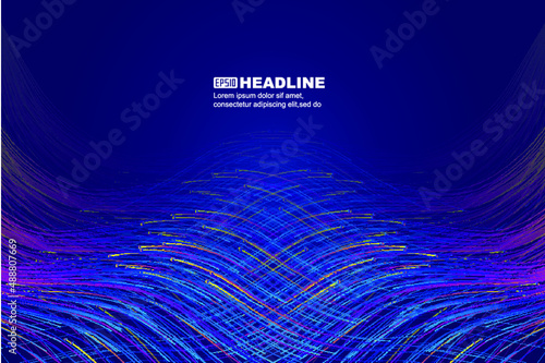 Color wavy flowing lines have a technical spatial vector background
