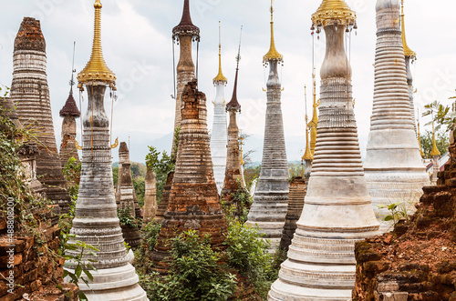 Ancient Kakku pagodas in Myanmar photo