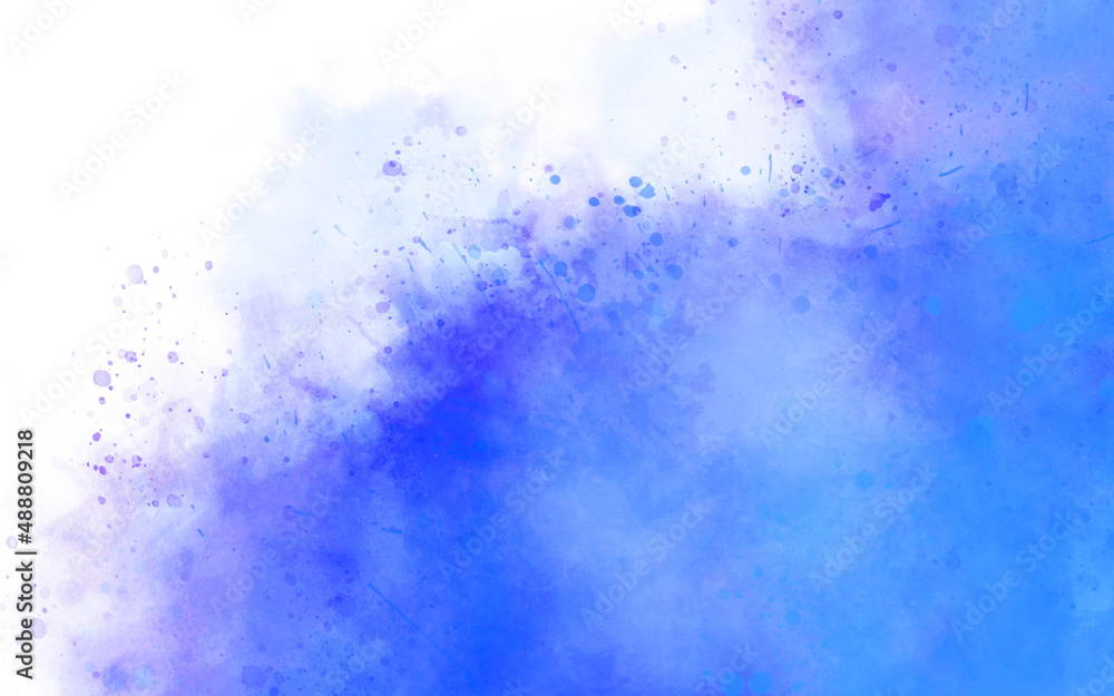 Obraz premium Abstract blue watercolor background with brush stroke and clouds splashes. Grungy colorful background. Colorful watercolor background puffy clouds in bright colors of blue