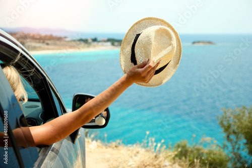 Photography driver in car at sea
