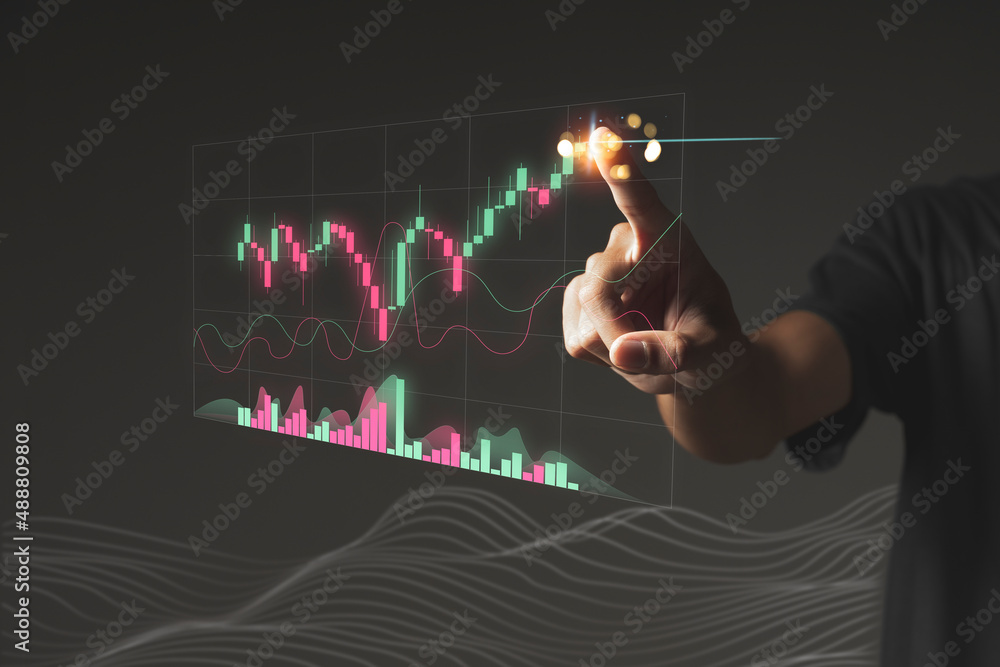 young investor or business man with graphic global network connection and graph chart of stock market investment trading