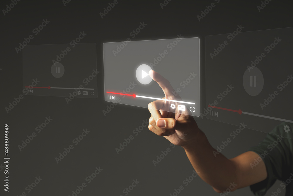 streaming online, watching video on internet hologram concept