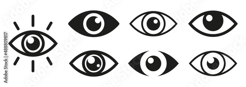 Vector collection of eye icons. Sight and vision symbols isolated on white.