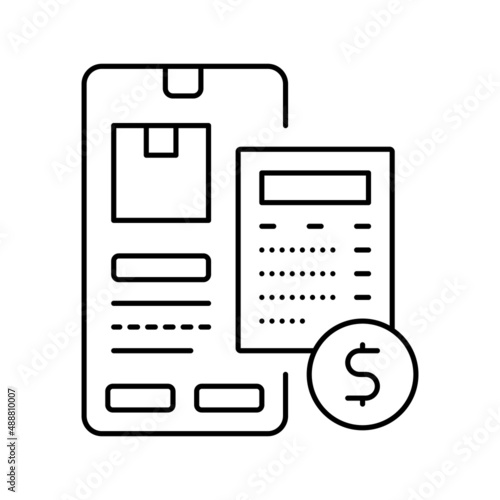 shipping calculator line icon vector illustration