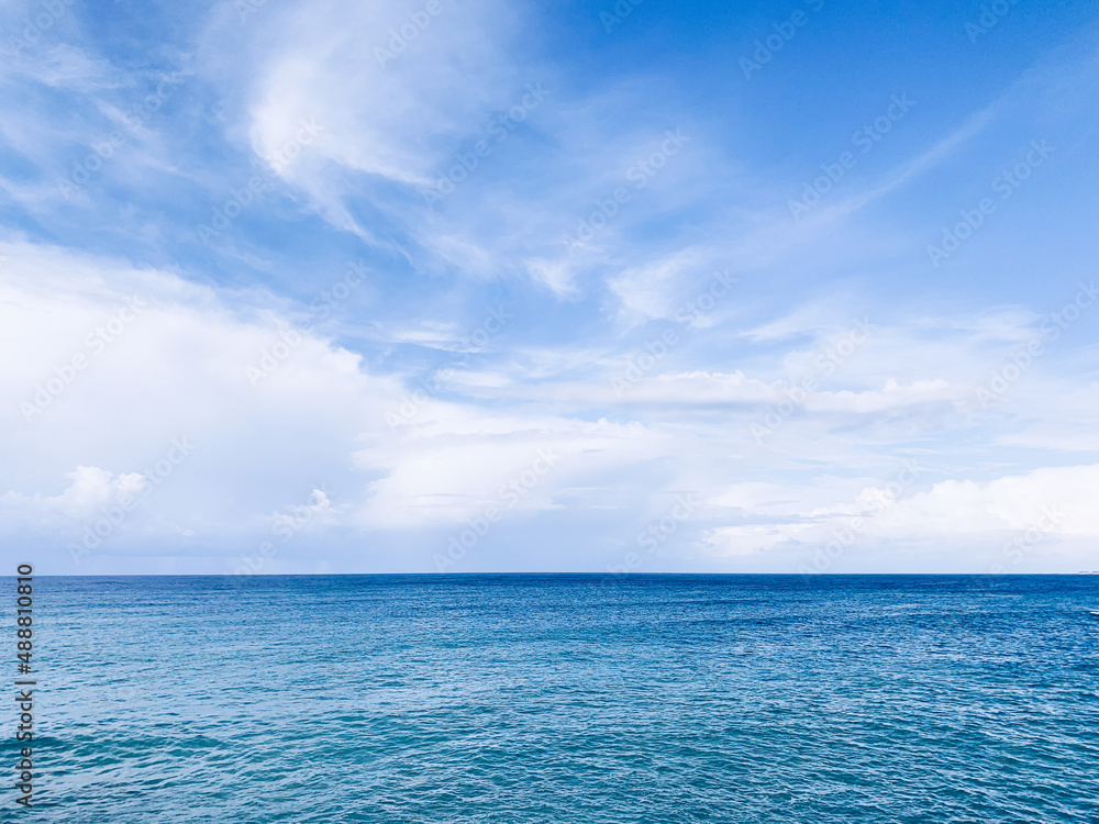 Blue sea horizon, natural sea background 