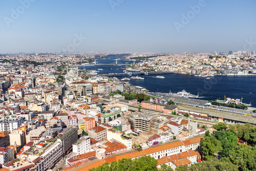 Awesome aerial view of the Golden Horn in Istanbul, Turkey