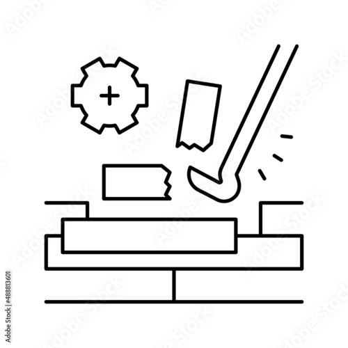 wood floor dismantling line icon vector illustration