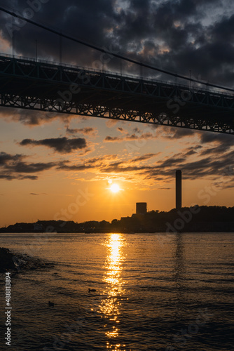 Sunset over the river in Goteborg, Sweden