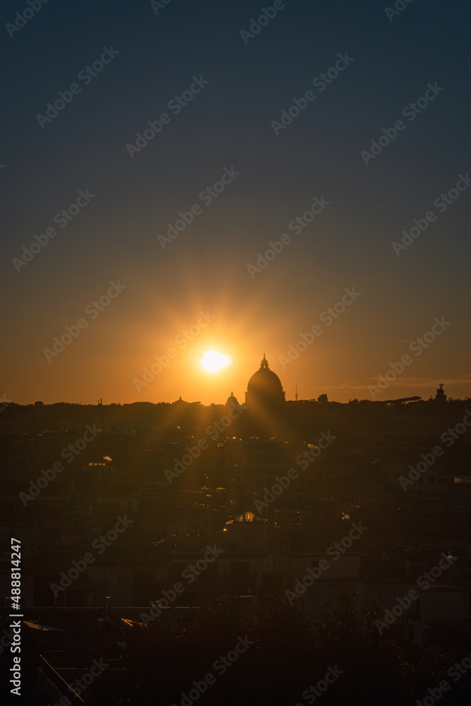 sunset over rome, italy