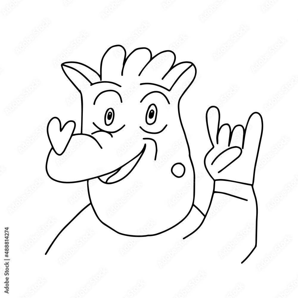A fun man or a dog with a hand gesture rock A fun man or a dog with a hand gesture rock
