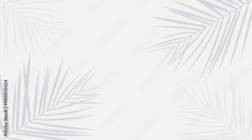 Obraz premium Vector shadow from tropical palm leaves on the white floor. Workplace and relaxation on the beach