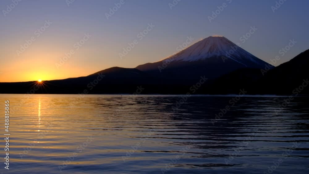 Sunrise and Mt. Fuji from Lake Motosu Japan 02/22/2022 Sunrise and Mt. Fuji from Lake Motosu Japan 02/22/2022
