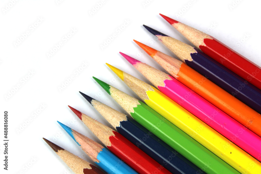 Coloured pencils, still life of artist materials Coloured pencils, still life of artist materials