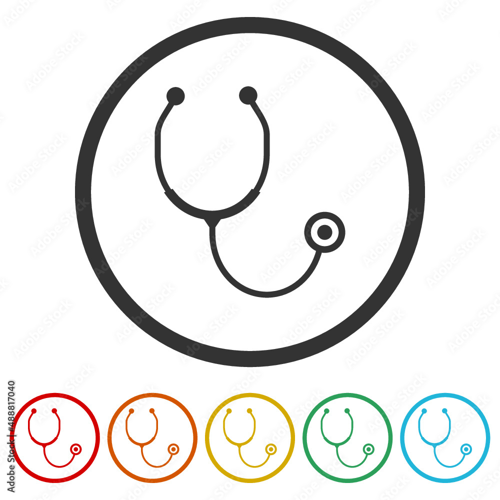 Stethoscope glyph ring icon, color set Stethoscope glyph ring icon, color set