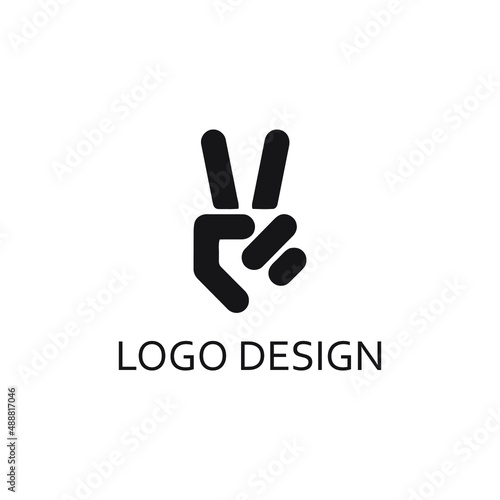 peace hand logo design template © Aji