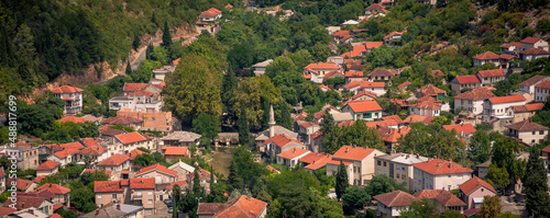 Aerial view of  Ottoman bridge and it´s surroundings , Stolac Bosnia and Herzegovina  photo