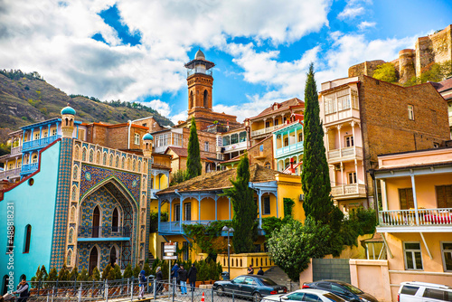 View of Juma Mosque and arabic style building in Old Tbilisi, Georgia photo