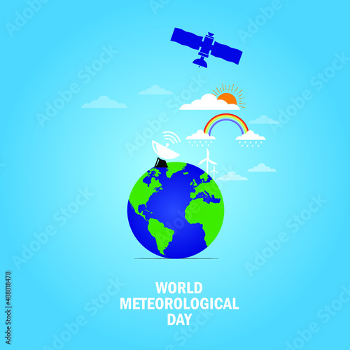 World Meteorological Day. Globe planet earth silhouette. Meteorological Day Poster, March 23. Important day. vector illustration.