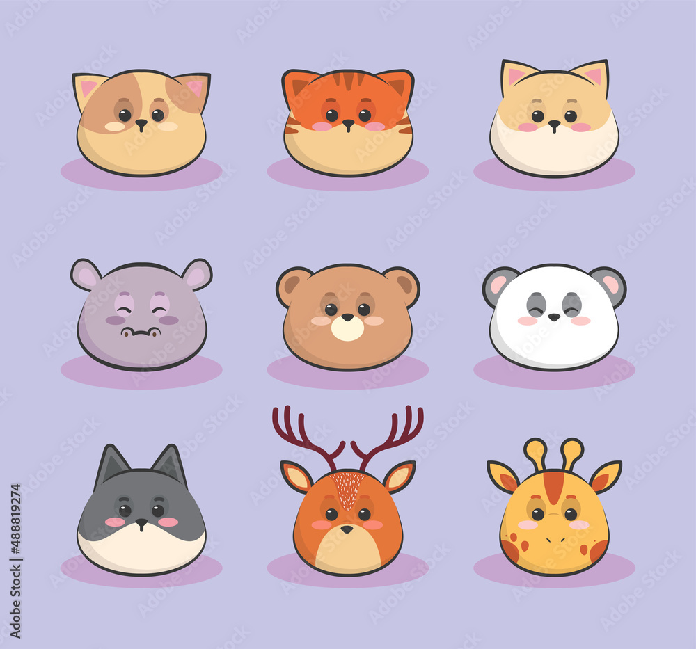 kawaii animals faces