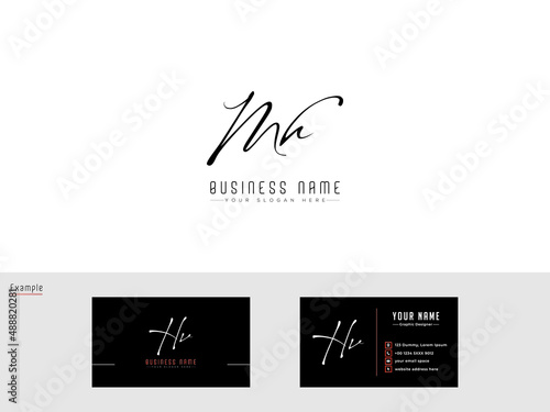 Stylish Luxury MH or hm Letter Initial Logo, Signature g Logo Image and business card design