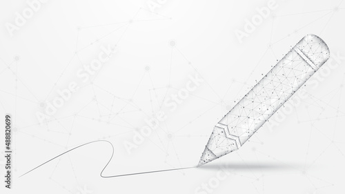 Pencil line connection. Low poly wireframe design. Back to school . Abstract geometric background. vector illustration.