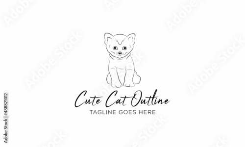 Cat linear logo design template Vector cat outline premium Vector illustration © Branding Agency