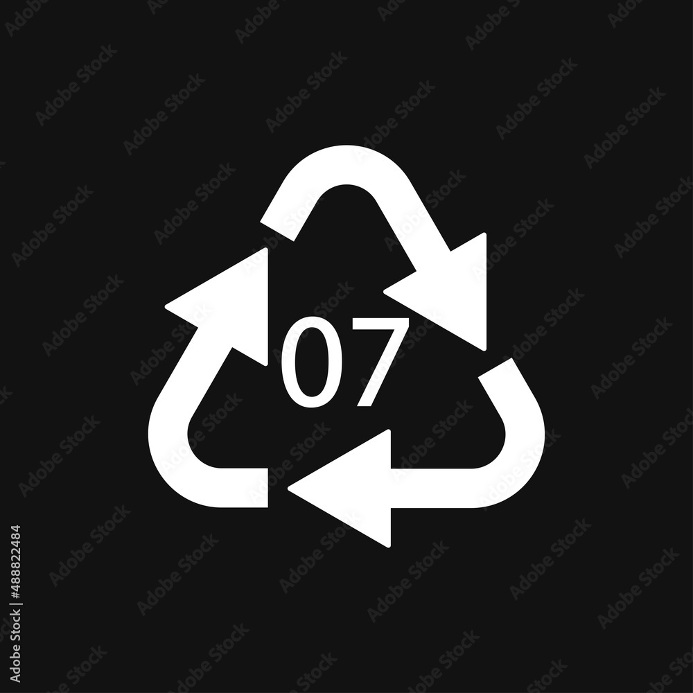 O 07 recycling code symbol. Plastic recycling vector polyethylene sign. O 07 recycling code symbol. Plastic recycling vector polyethylene sign.