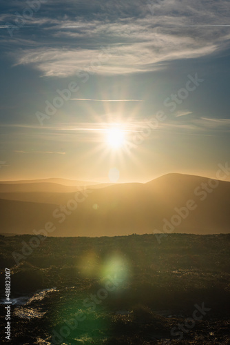 sunset over wicklow mountains  ireland