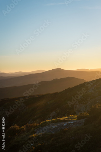 sunset over wicklow mountains  ireland