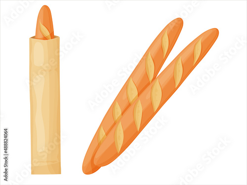 Fresh french baguette. Long Loaf Bread. Bakery for breakfast.