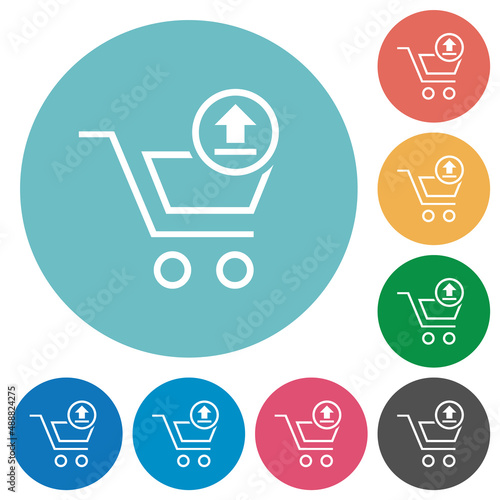 Cart upload outline flat round icons